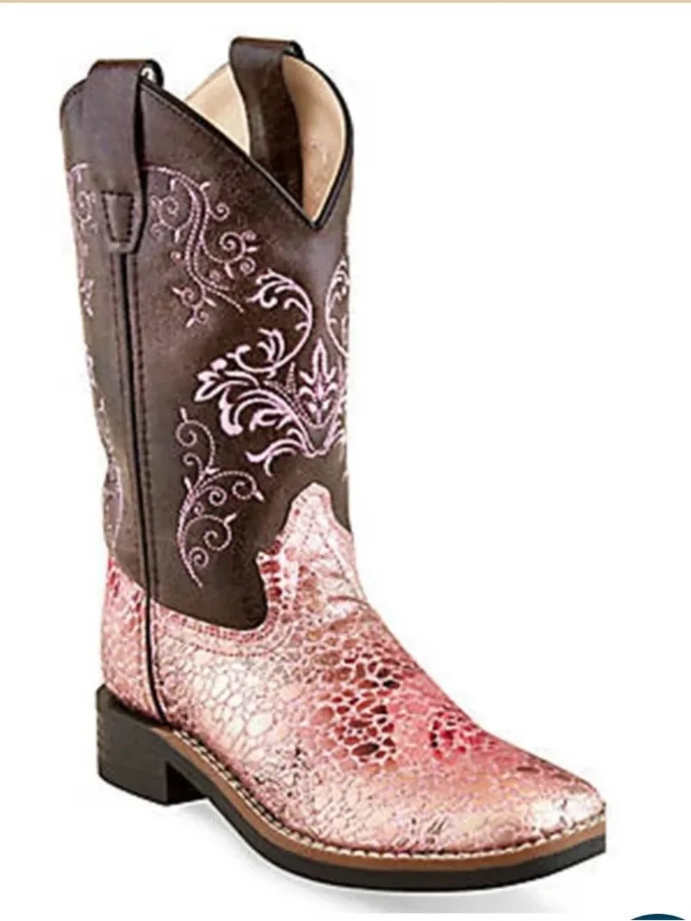 Old West, Girls Pink Leatherette Western Boot, Sz 3